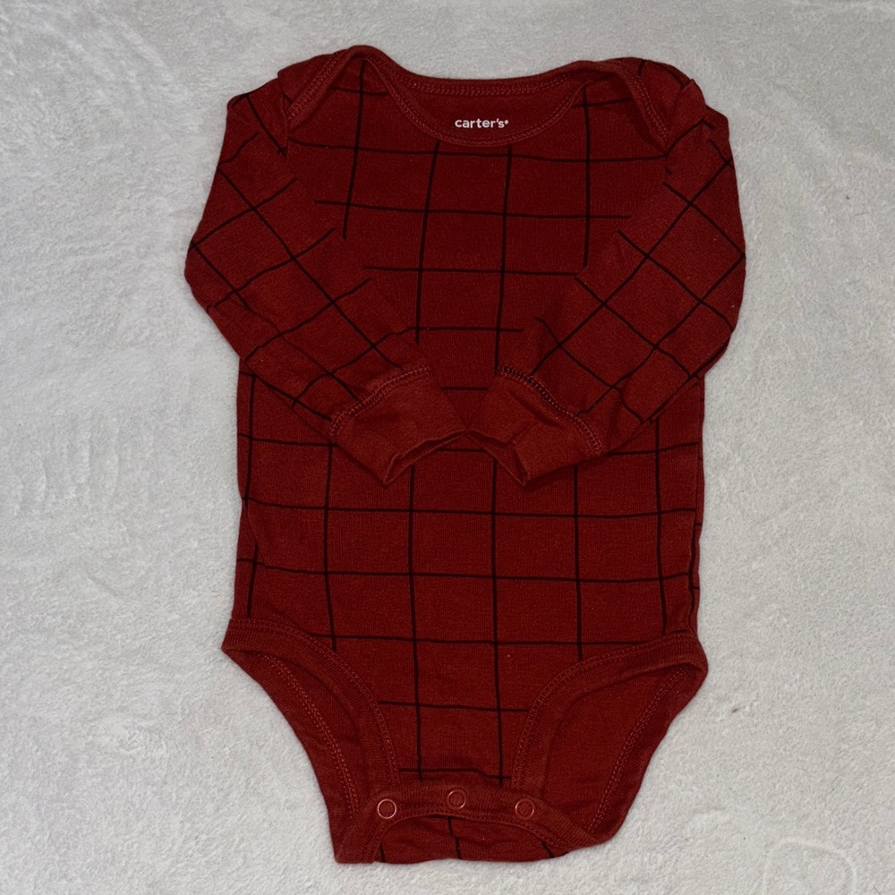 (3 for $10) Carter's Burgundy Checkered Bodysuit